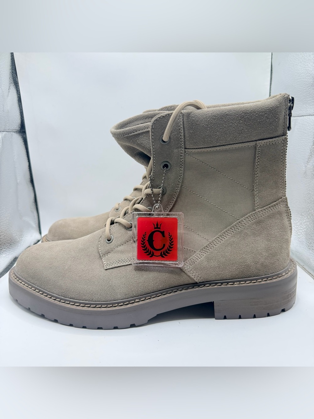 Saint Morta Legion Combat Boots Men’s Size 10 Taupe Suede Spine Zip High Top